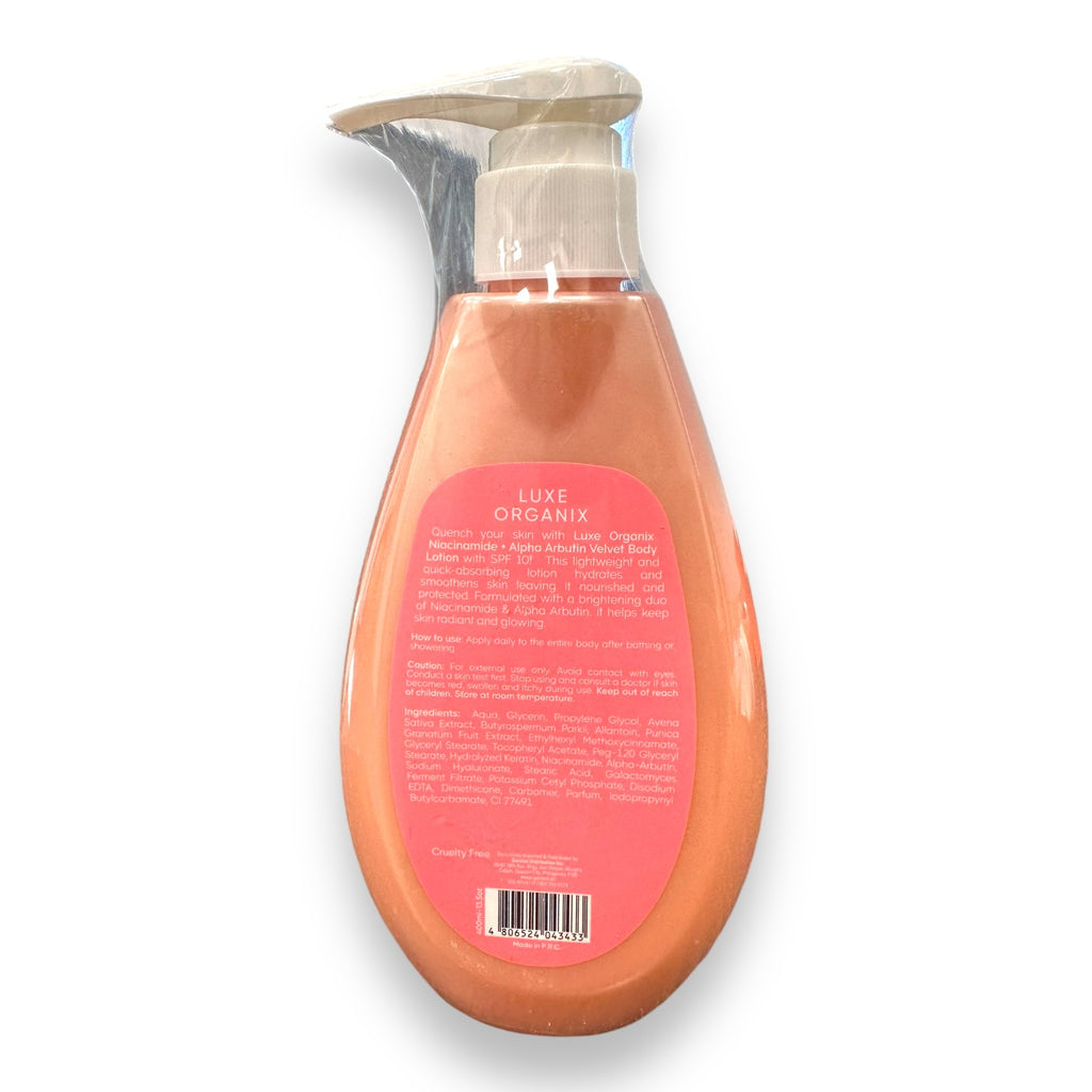 Luxe Organix Niacinamide + Alpha Arbutin - Velvet Body Lotion - Double Brightening 400ml ( pink )