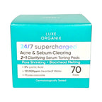Luxe Organix - 24/7 Supercharged Acne & Sebum Clearing 2in1 Clarifying Serum Toning Pads “ PORE SHRINKING + BLACKHEADS MELTING - 70pads ( Green )