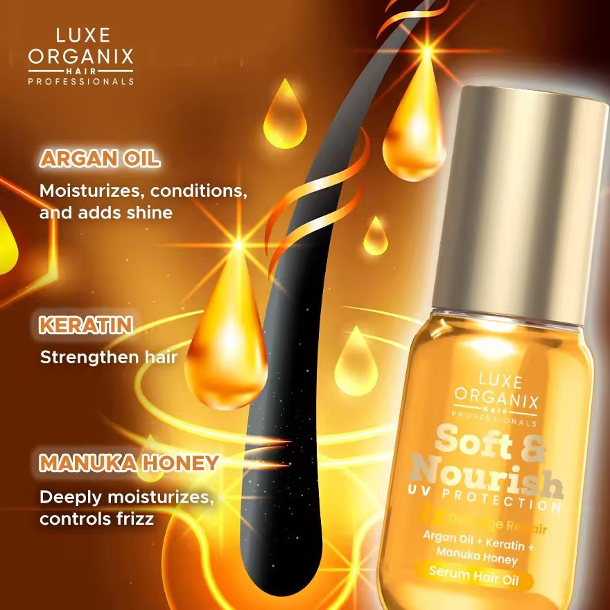 Luxe Organix - SOFT & NOURISH UV Protection Damage Repair Serum Hair Oil - 60ml