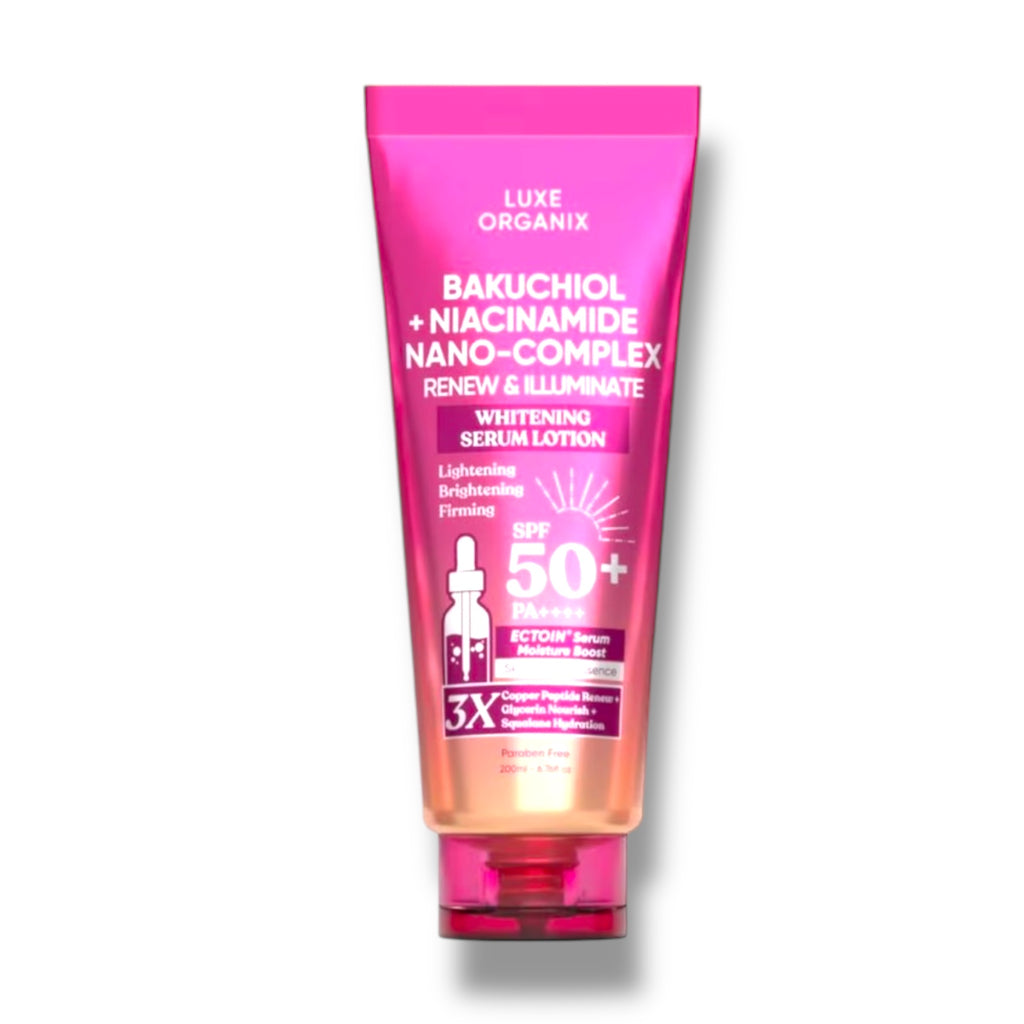 Luxe Organix - Bakuchiol + Niacinamide Nano-Complex Serum Lotion SPF 50 200ml ( Fuchsia Pink )