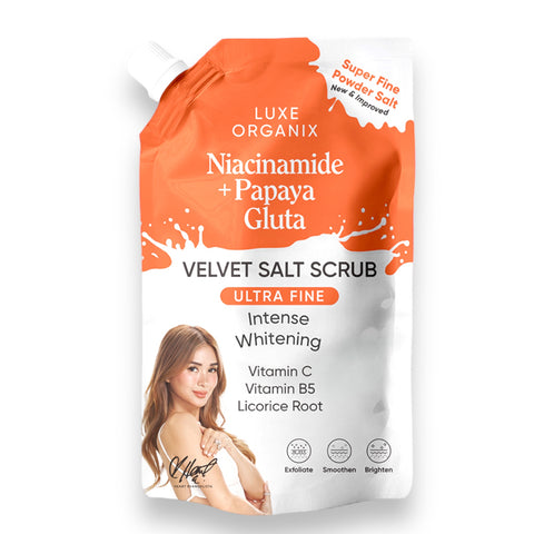 Luxe Organix - Niacinamide + Papaya Gluta Velvet Salt Scrub 300G ( Orange Pouch )