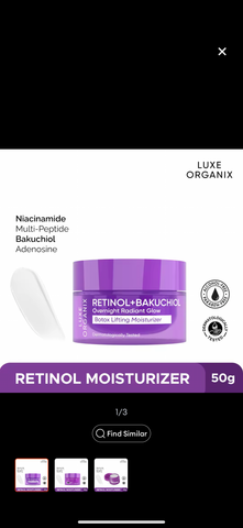 Luxe Organix - Retinol + Bakuchiol Overnight Radiant Glow Botox Lifting MOISTURIZER 50G