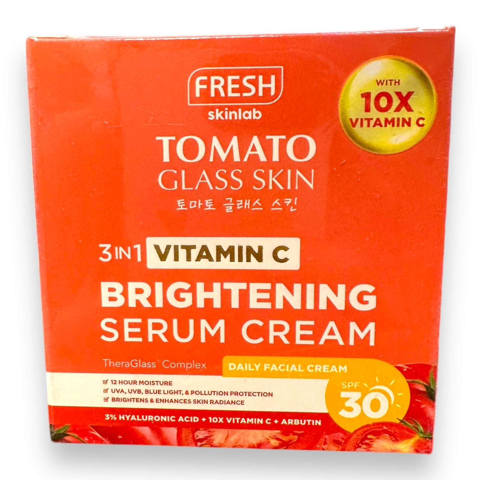 FRESH Skinlab - Tomato Glass Skin 3 in 1 Vitamin C BRIGHTENING SERUM CREAM - Daily Facial Cream SPF 30 40g