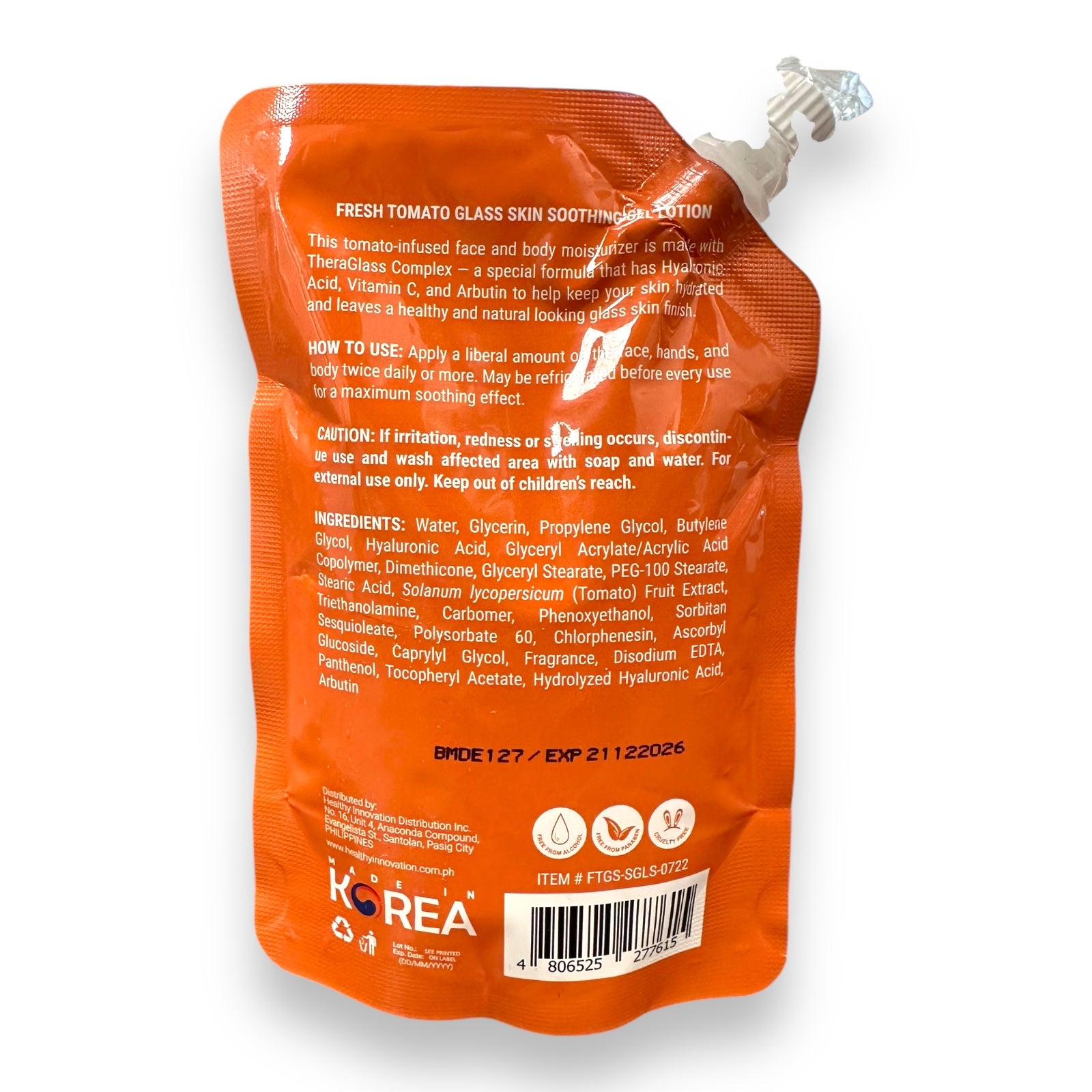 Fresh Skinlab - Tomato Glass Skin 3 in  1 Soothing Gel Lotion 120 ml - pouch