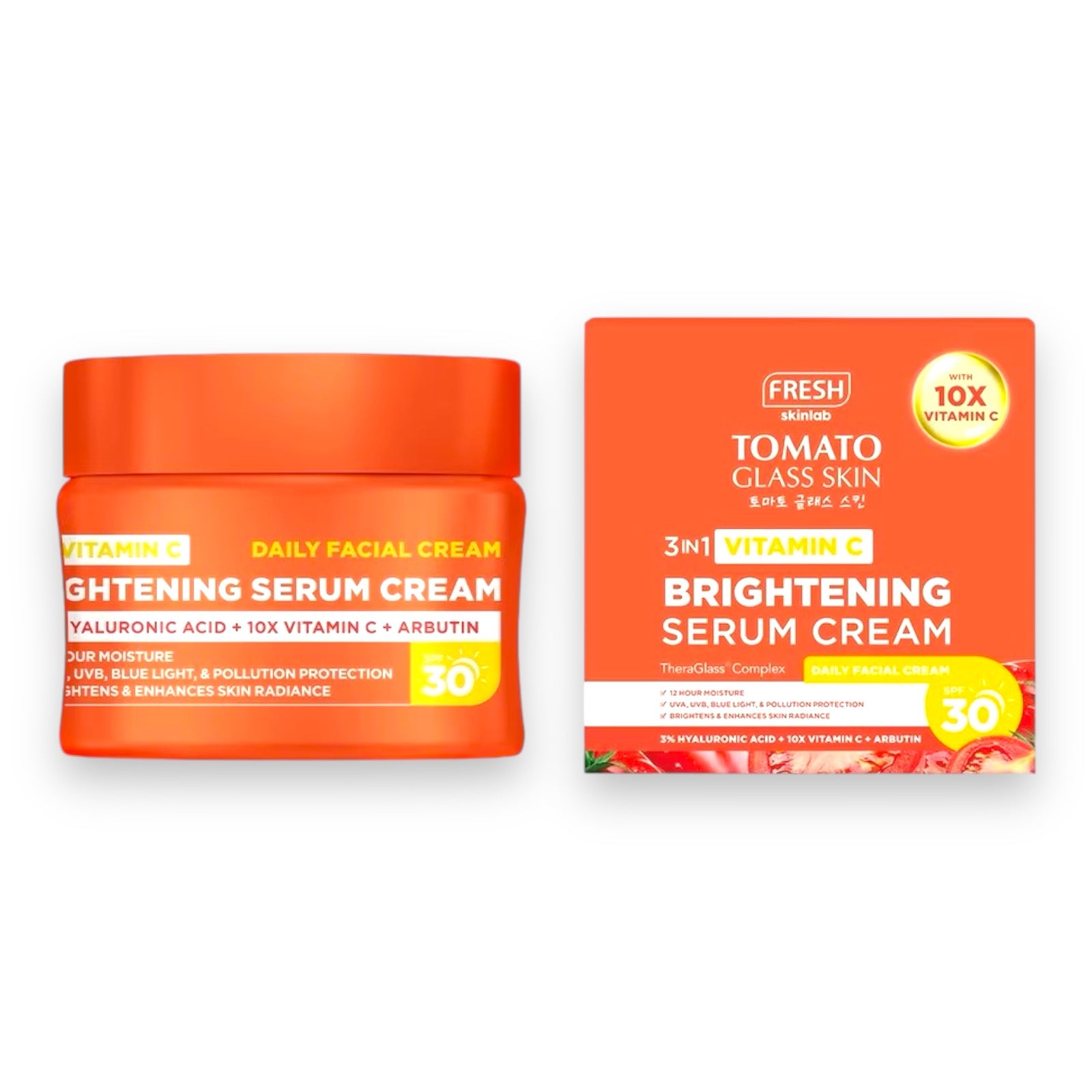 FRESH Skinlab - Tomato Glass Skin 3 in 1 Vitamin C BRIGHTENING SERUM CREAM - Daily Facial Cream SPF 30 40g