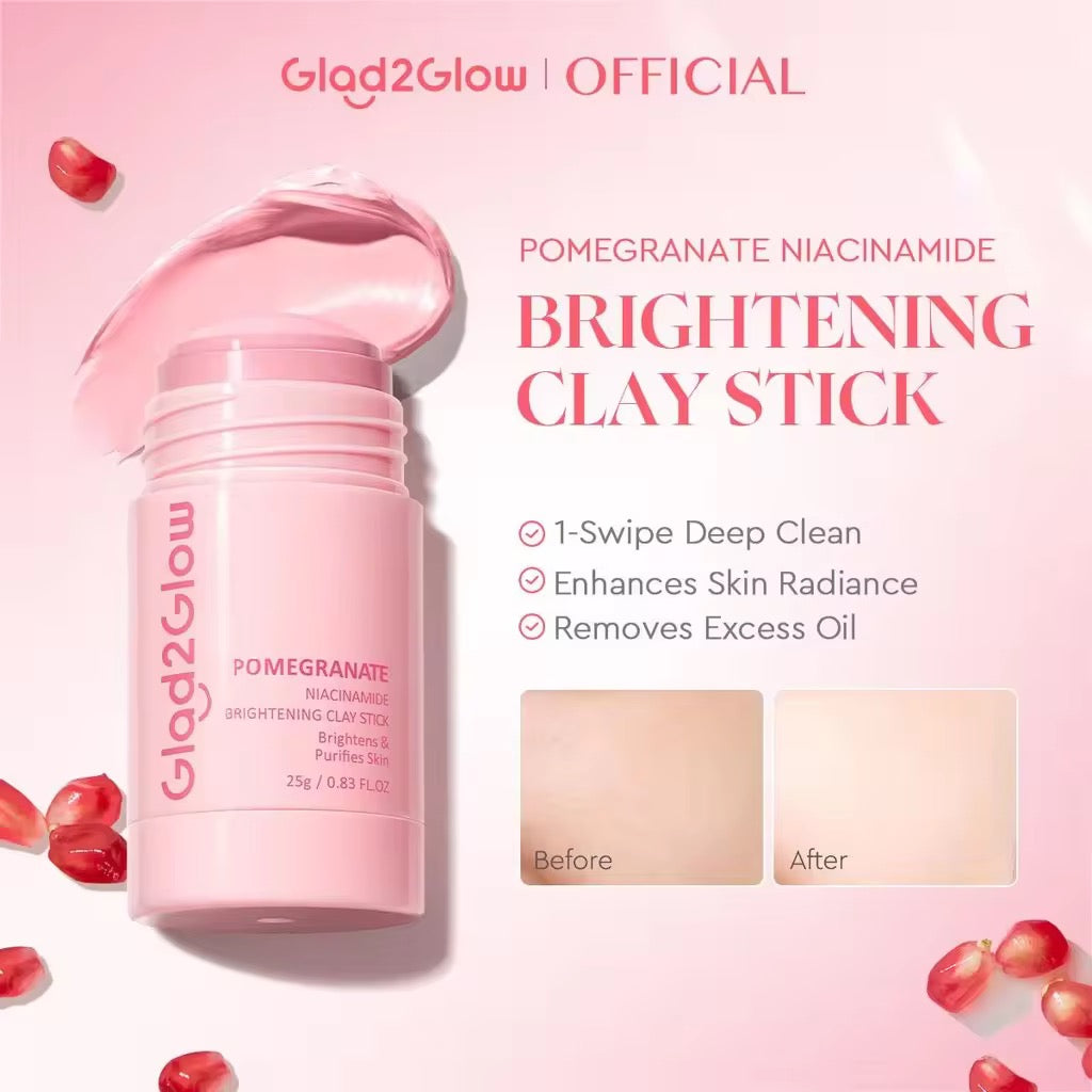 Glad2Glow - POMEGRANATE Niacinamide Brightening Clay Stick 20g