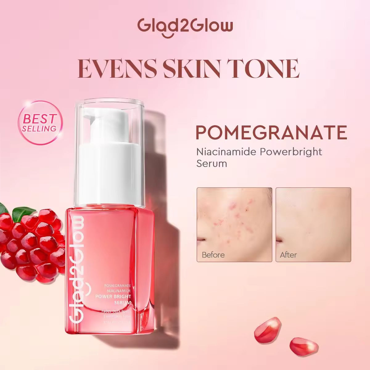 Glad2Glow - Pomegranate Niacinamide Power Bright Serum 17 ml
