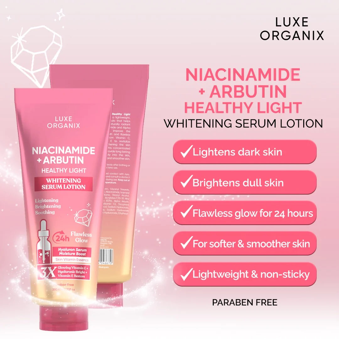Luxe Organix - NIACINAMIDE + ALPHA ARBUTIN WHITENING SERUM LOTION 350ML ( PINK )