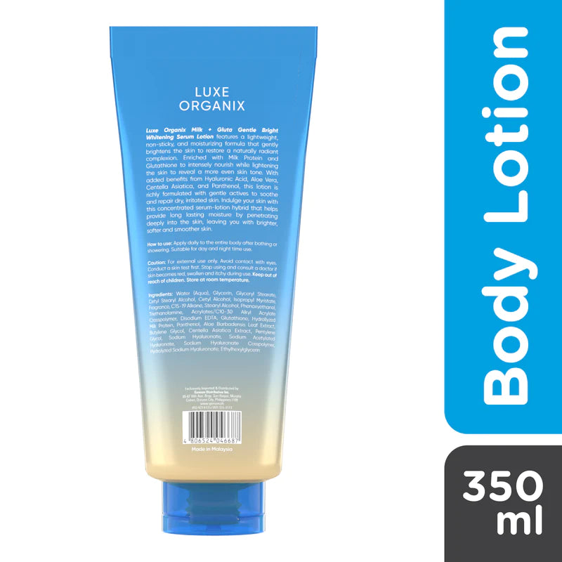 Luxe Organix - MILK + GLUTA WHITENING SERUM LOTION 350ML
( BLUE )