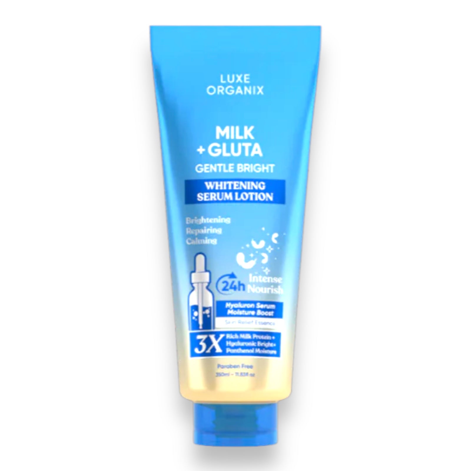 Luxe Organix - MILK + GLUTA WHITENING SERUM LOTION 350ML
( BLUE )