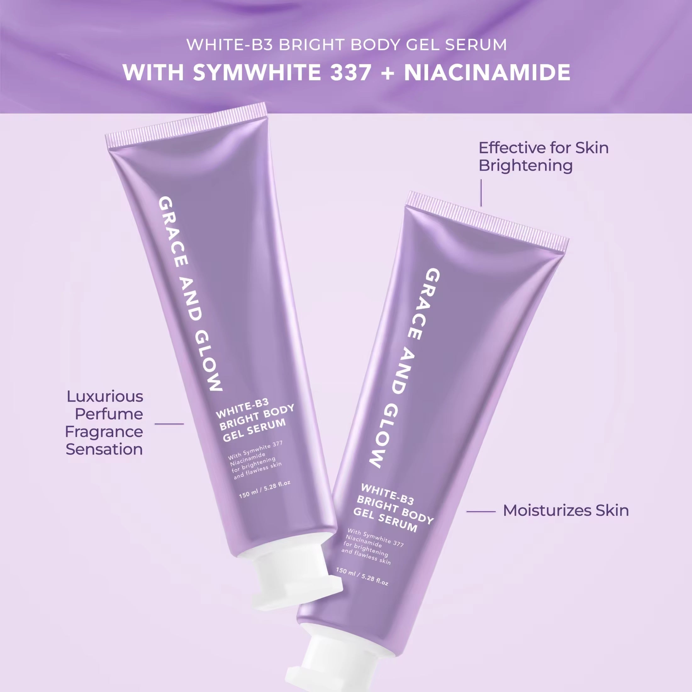 Grace and Glow - White-B3 Bright Body Gel Serum 150 ML ( Purple tube Lotion )