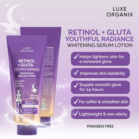 Luxe Organix - RETINOL + GLUTA WHITENING SERUM LOTION 350ML ( Purple )