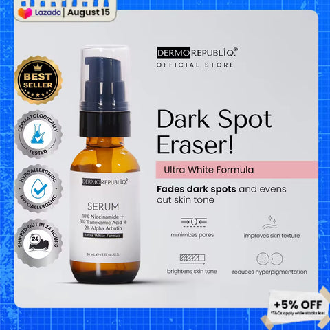 Dermo Republiq Serum 10% Niacinamide + 3% TRANEXAMIC Acid + 2% Alpha Arbutin  30ml (Ultra White Formula)