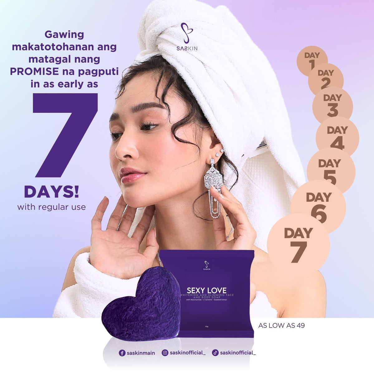 SASKIN Sexy Love Whitening Face and Body Soap 70g My Care Kits