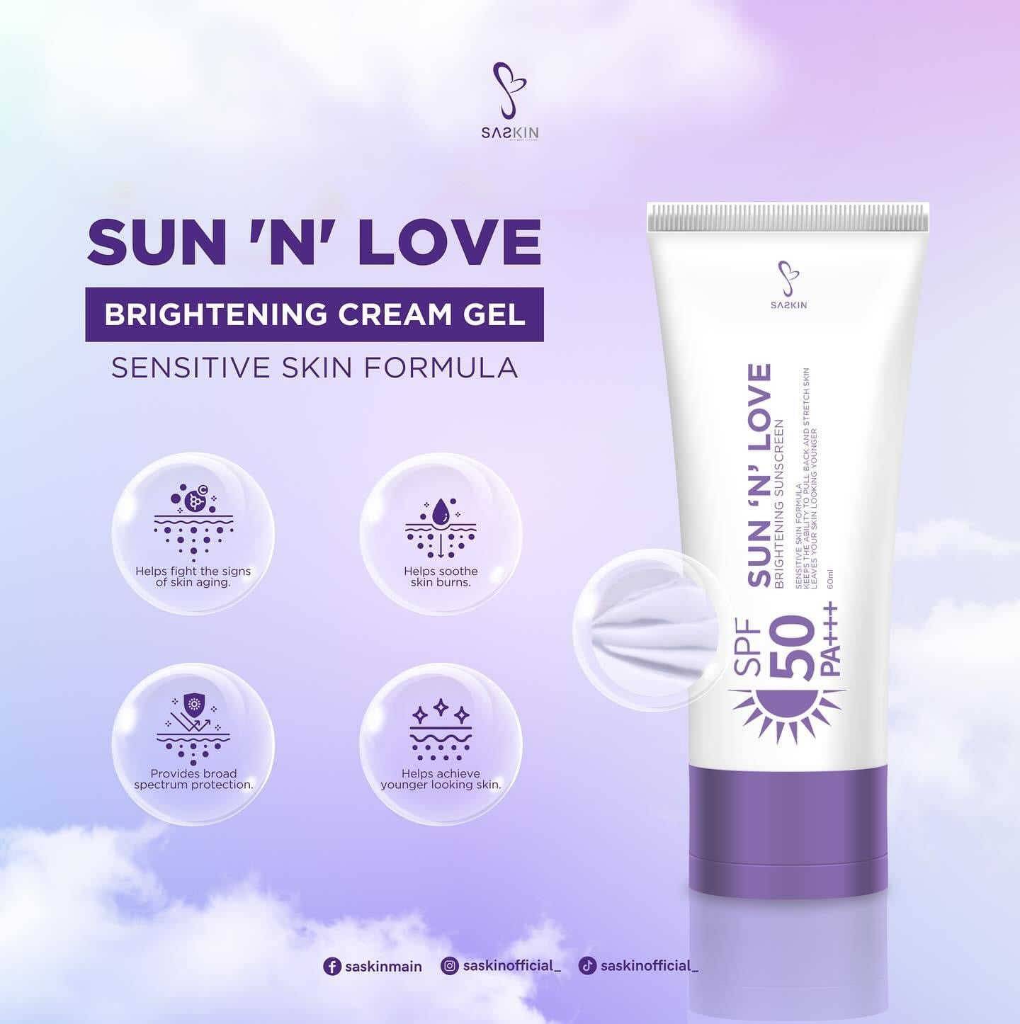 SASKIN - SUN N LOVE Brightening Sunscreen SPF 50 - 60 ML