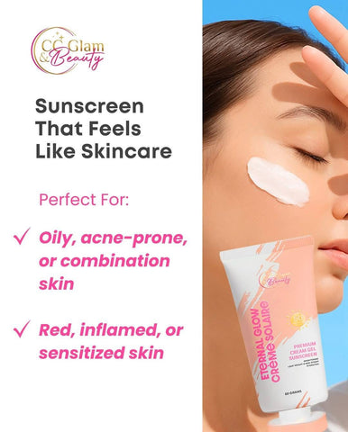 Cc Glam & Beauty - Eternal Glow Cream Solaire - Premium Cream Gel Sunscreen SPF 50 - 50g