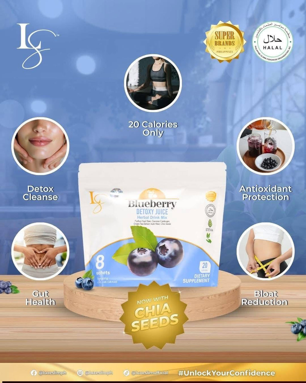 Luxe Slim Blueberry Detoxy Juice 168g - 8 sachet