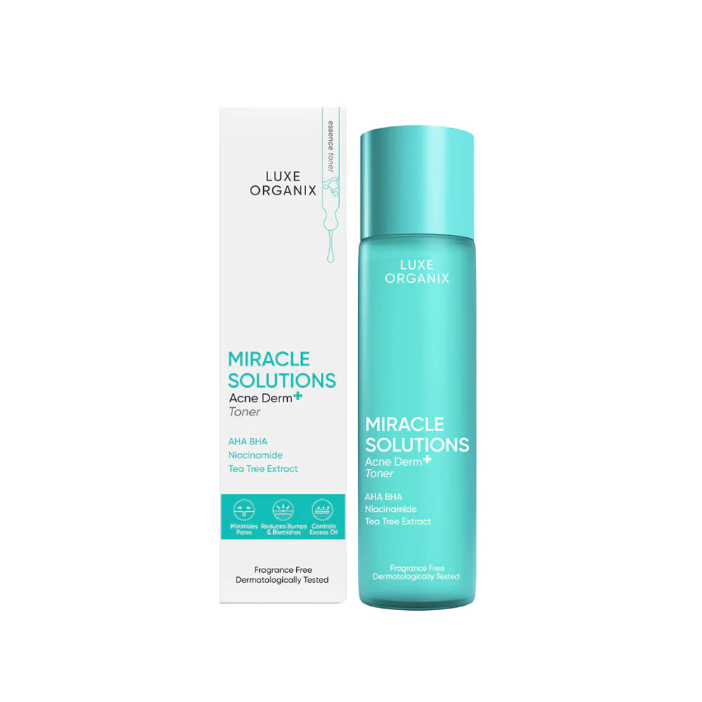 Luxe Organix Miracle Solutions Exfoliating Toner - AHA BHA Niacinamide Tea Tree Extract 150ml