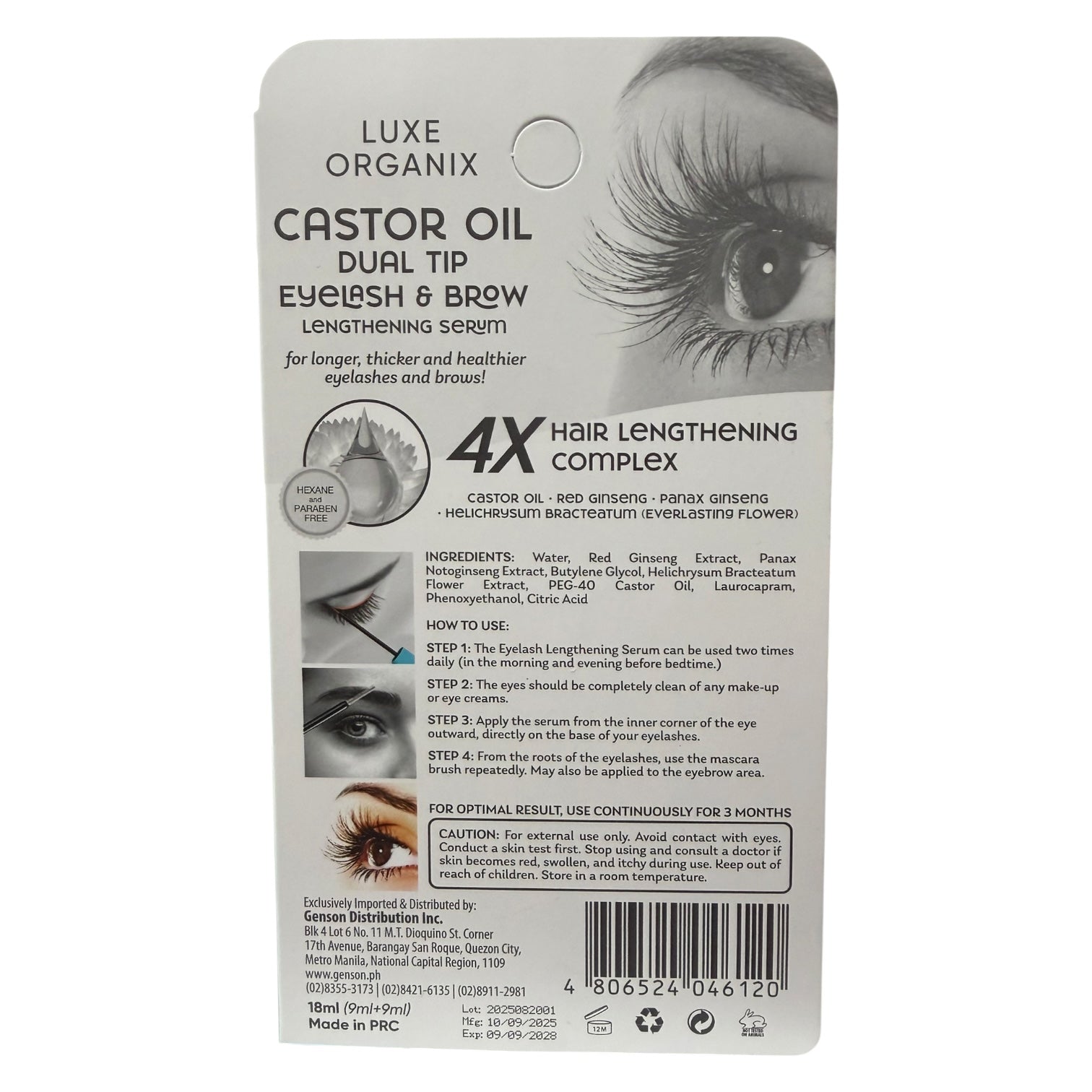 Luxe Organix - Castor Oil Dual Tip Eyelash and Brow Growth Serum 18 ml