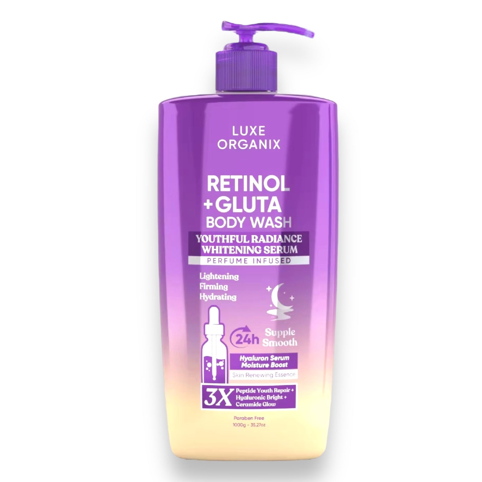 Luxe Organix - Retinol + Gluta Youthful Radiance Whitening Serum Perfume Infused Body Wash 1000g ( PURPLE )