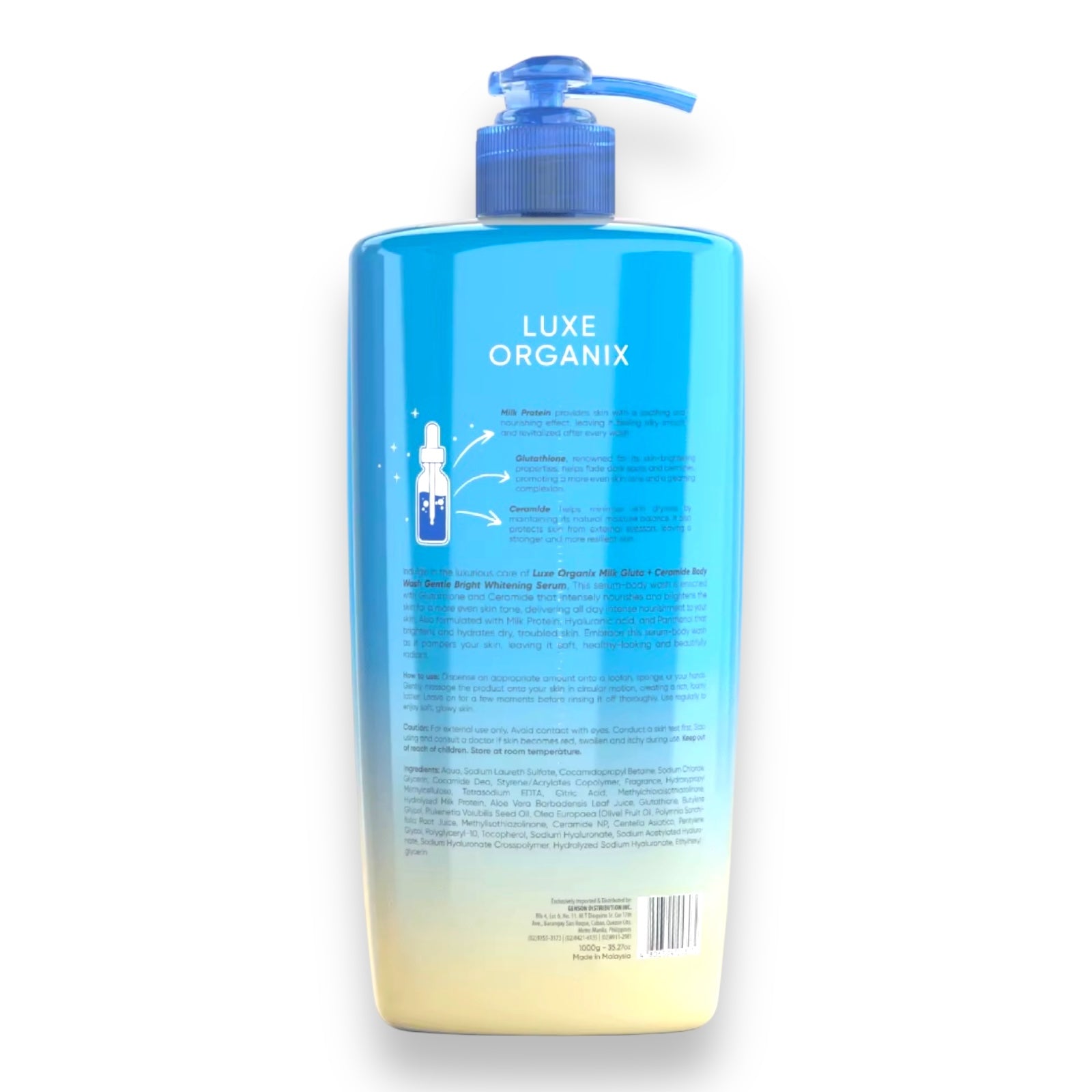 Luxe Organix - Milk Gluta + Ceramide Gentle Bright Serum Perfume Infused Body Wash 1000g ( BLUE )