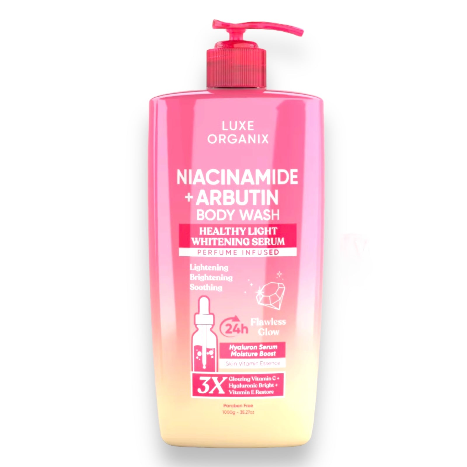 Luxe Organix - Niacinamide + Arbutin Healthy Light Whitening Serum Perfume Infused Body Wash 1000g - ( PINK )