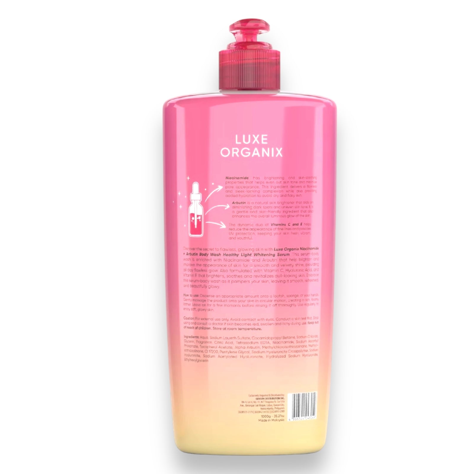 Luxe Organix - Niacinamide + Arbutin Healthy Light Whitening Serum Perfume Infused Body Wash 1000g - ( PINK )