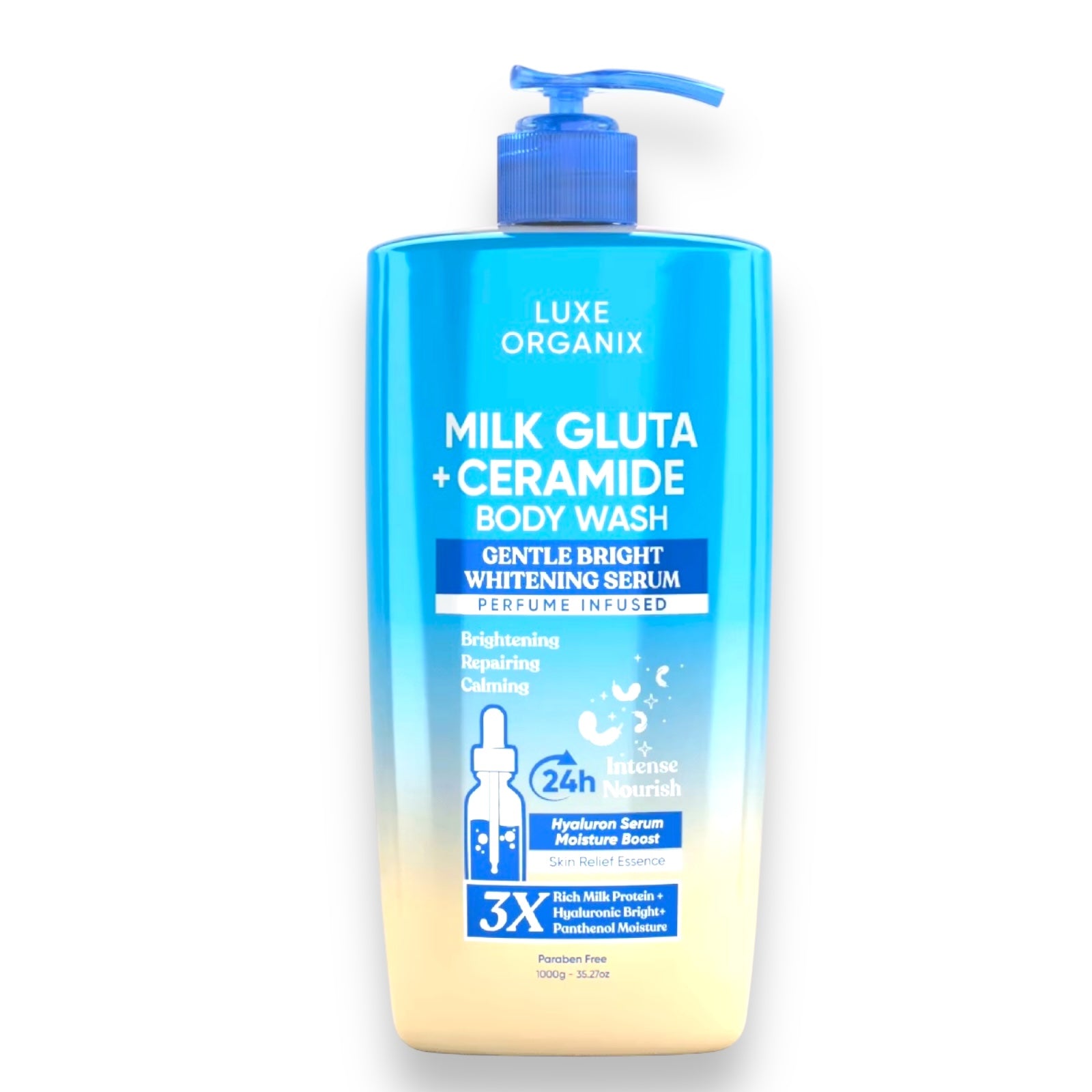 Luxe Organix - Milk Gluta + Ceramide Gentle Bright Serum Perfume Infused Body Wash 1000g ( BLUE )