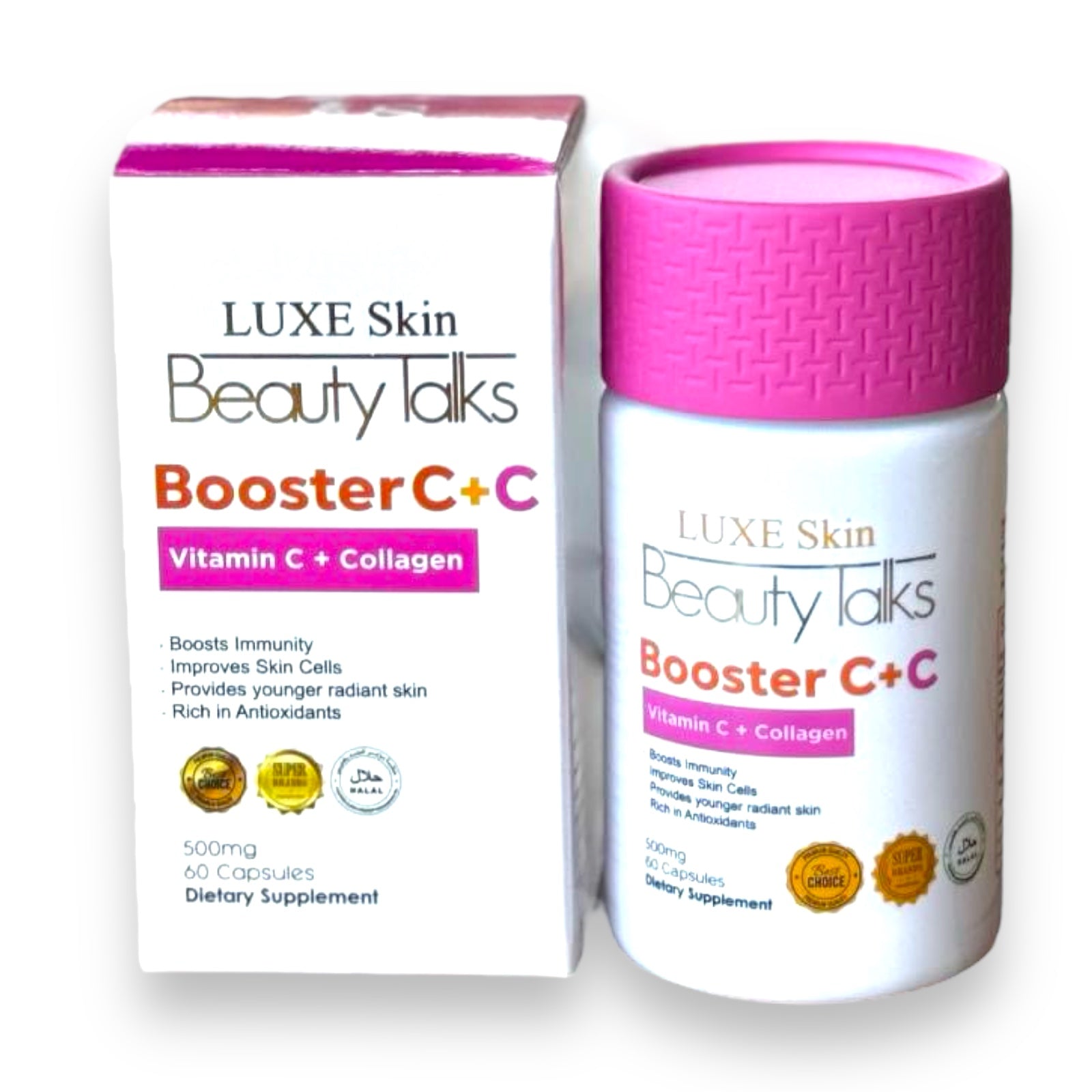 Luxe Skin - Beauty Talks - BOOSTER C+C | Vitamin C - Collagen 60 capsule ( pink cap ) ( expiry January 2026)