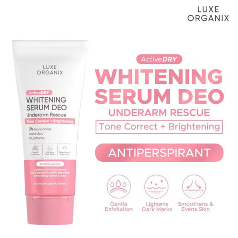 Luxe Organix Active Dry Whitening Serum Deo Underarm Rescue 3% Tone Correct + Brightening (Pink)