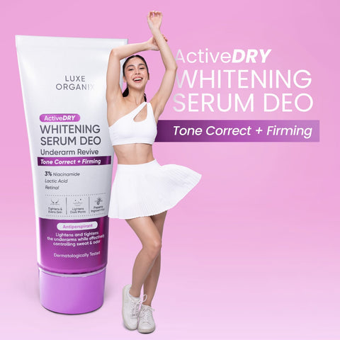 Luxe Organix Active Dry Whitening Serum Deo Underarm Rescue 3% Tone Correct + Firming (Purple)