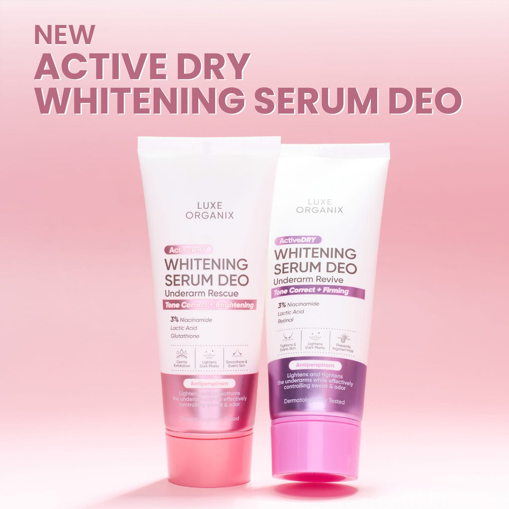 Luxe Organix Active Dry Whitening Serum Deo Underarm Rescue 3% Tone Correct + Brightening (Pink)