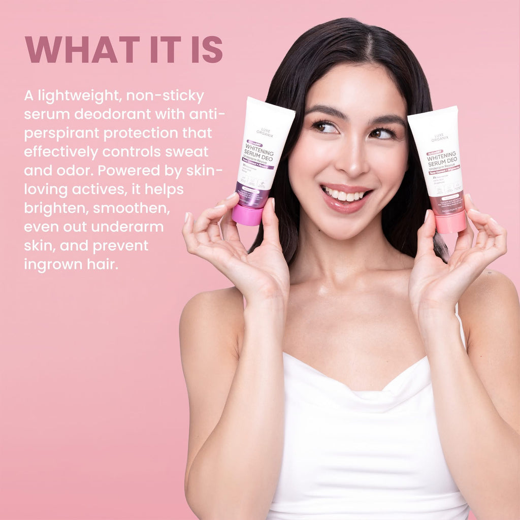 Luxe Organix Active Dry Whitening Serum Deo Underarm Rescue 3% Tone Correct + Brightening (Pink)