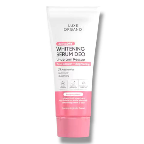 Luxe Organix Active Dry Whitening Serum Deo Underarm Rescue 3% Tone Correct + Brightening (Pink)