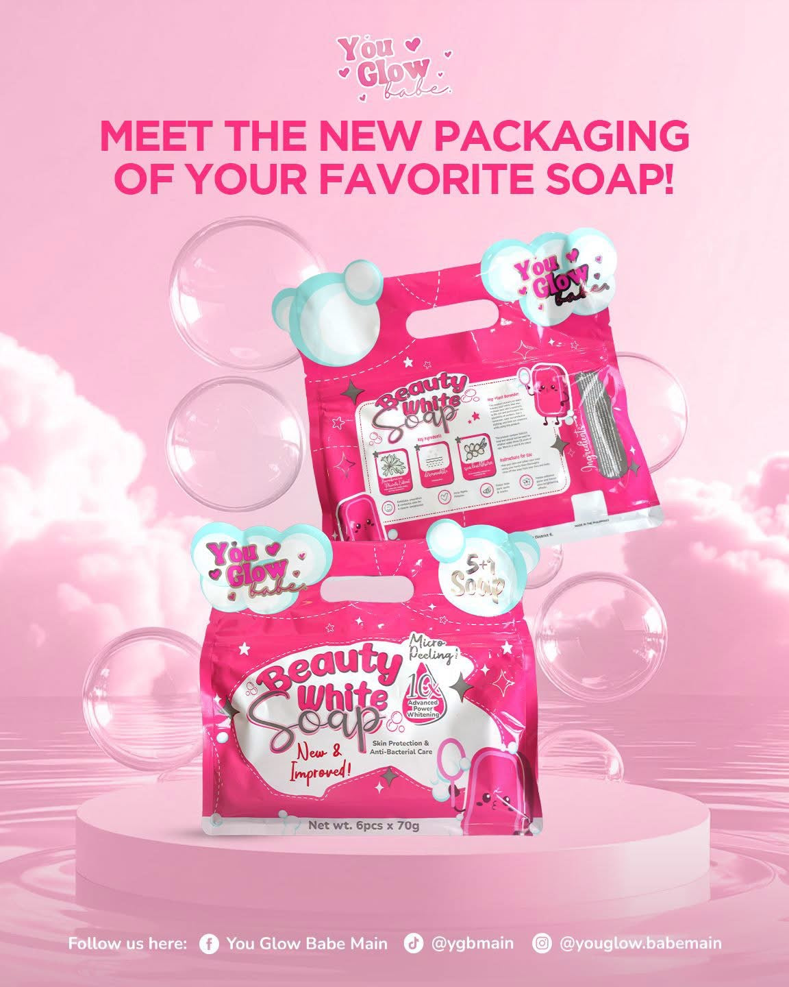 You Glow Babe - BEAUTY WHITE SOAP - New & Improved ( 6 X 70g soap )