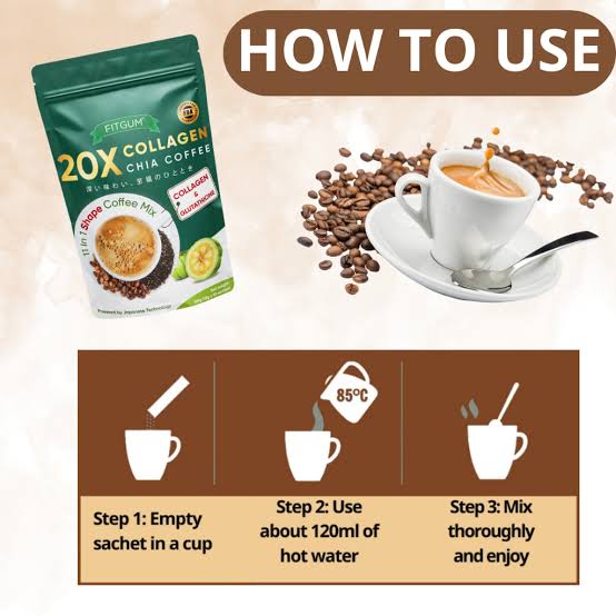 FITGUM - 20X Collagen Chia Coffee Mix 120g