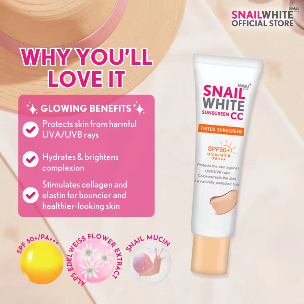 SnailWhite CC Sunscreen - “TINTED SUNSCREEN” SPF 50+ - 30 ml