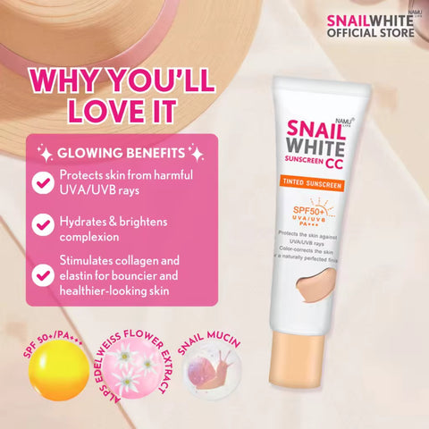 SnailWhite CC Sunscreen - “TINTED SUNSCREEN” SPF 50+ - 30 ml