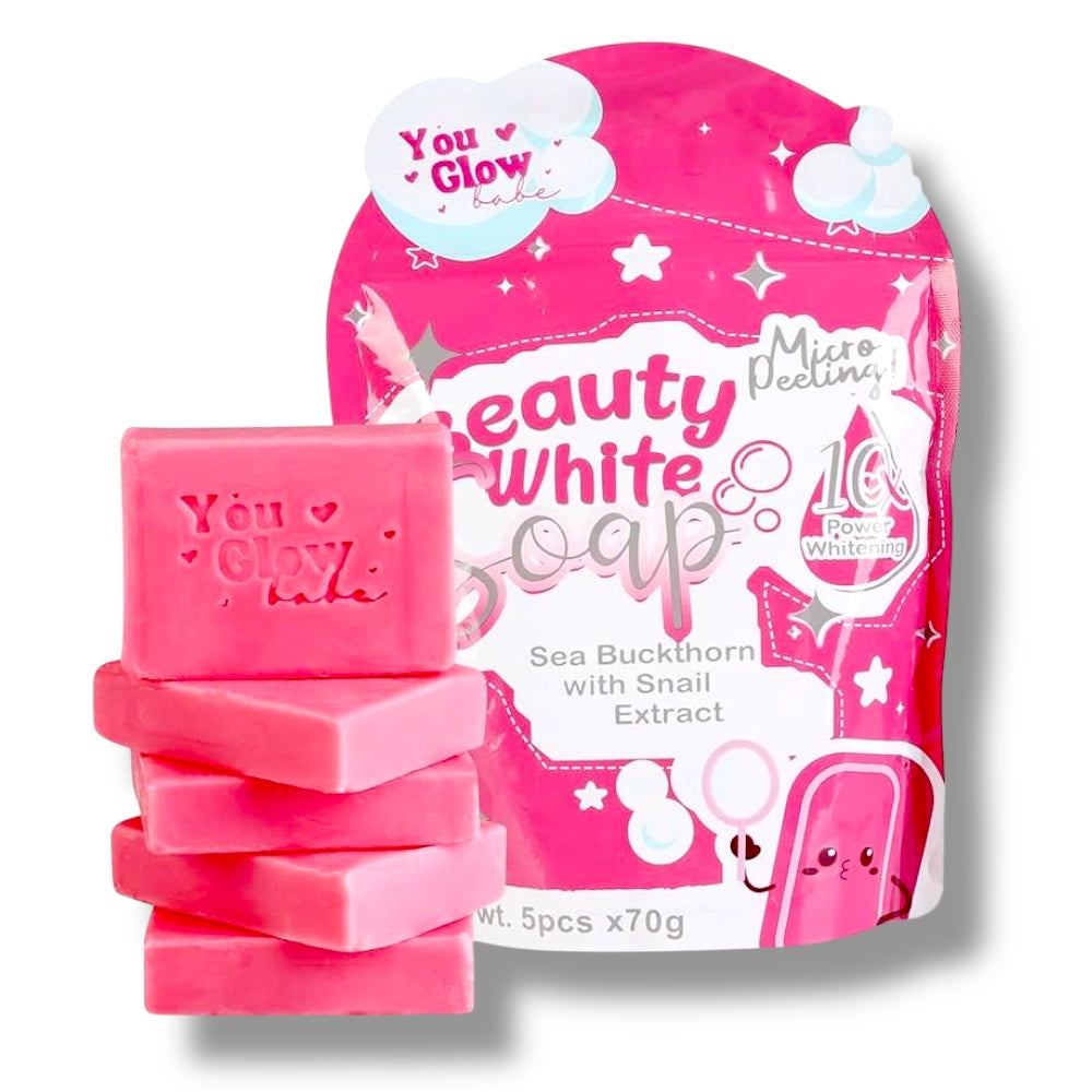 You Glow Babe - BEAUTY WHITE SOAP - Sea Buckhorn with Snail Extract ( 5 X 70g soap )