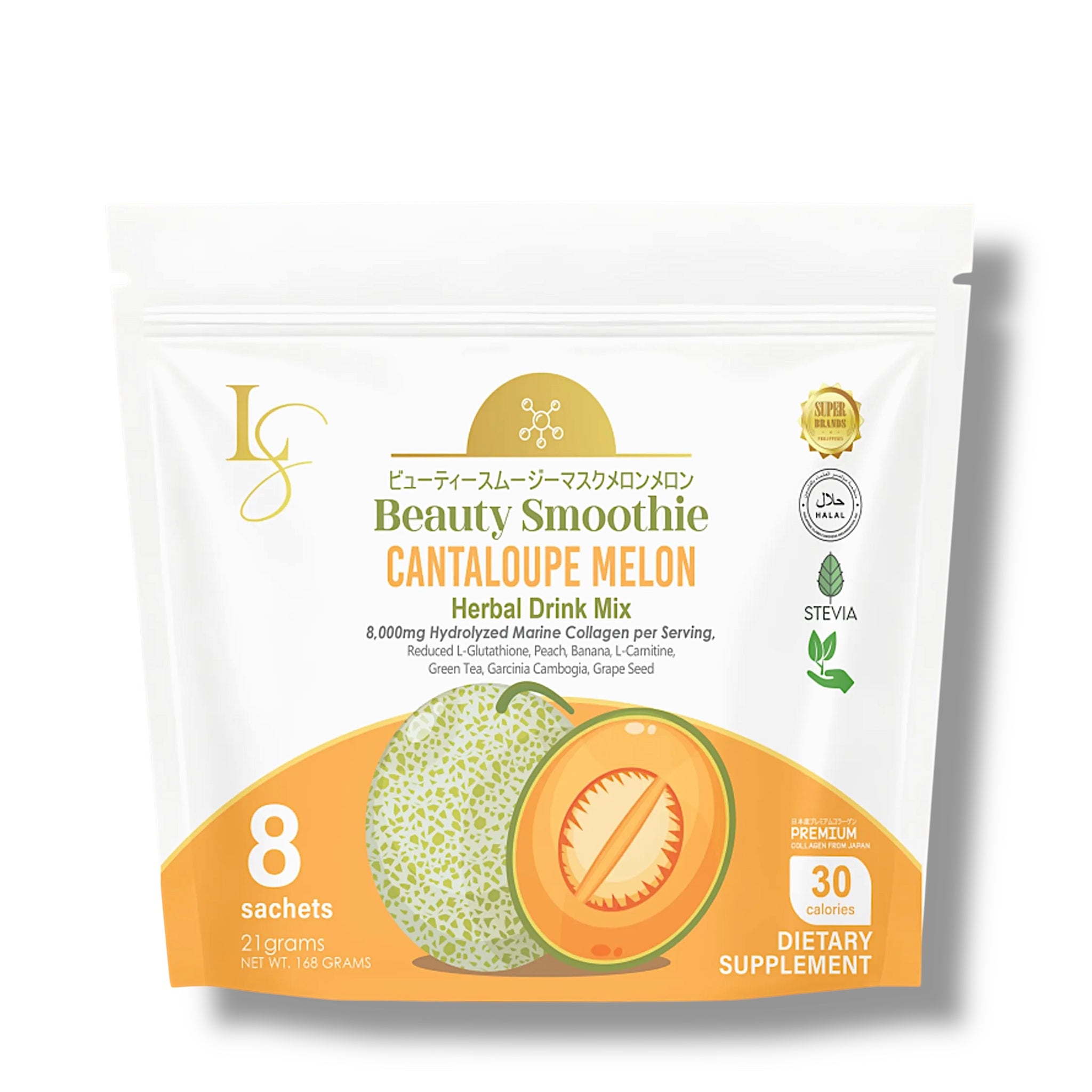Luxe Slim Beauty Smoothie Cantaloupe Melon Herbal Drink Mix 8 x 21g