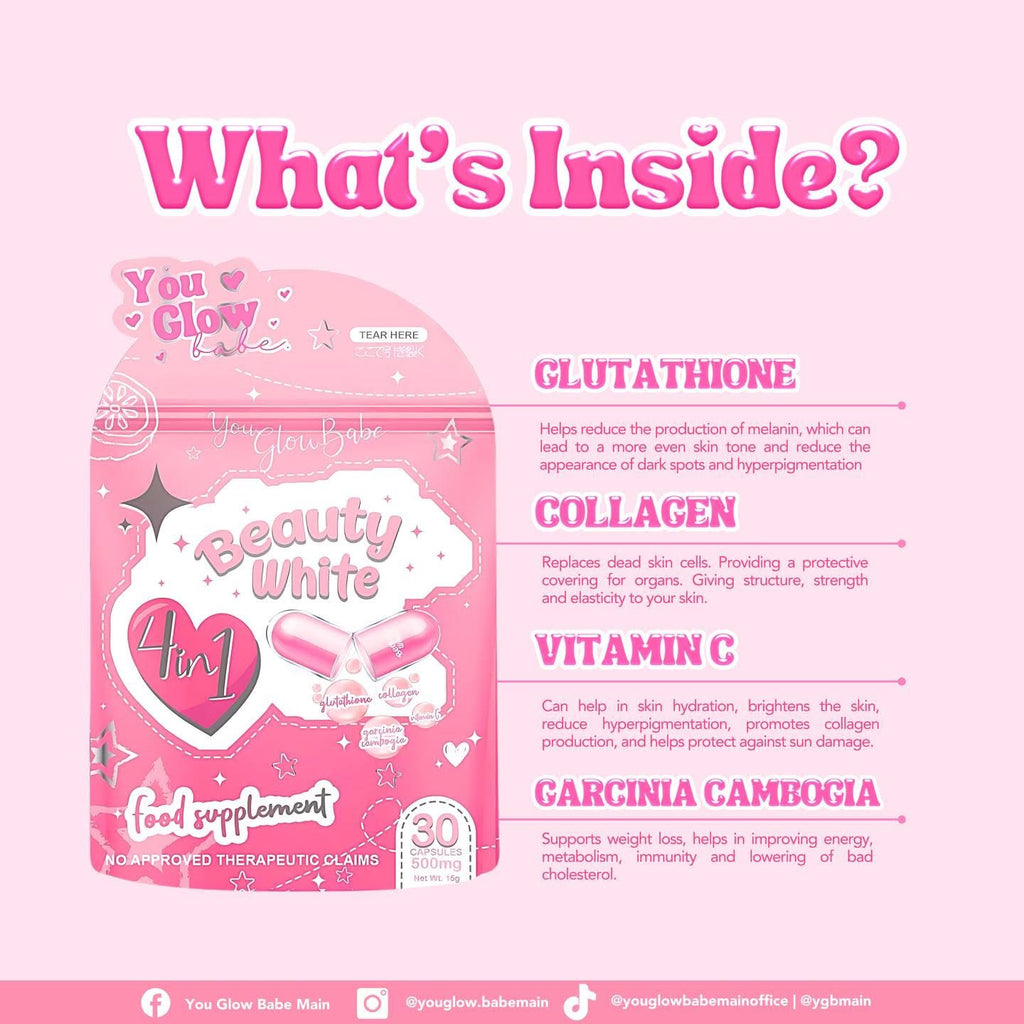 glow white glutathione You Glow Babe - Beauty White - 4 in 1 glow white glutathione You Glow Babe - Beauty White - 4 in 1