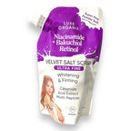 LUXE ORGANIX Niacinamide + Bakuchiol Retinol Velvet Salt Scrub 300g ( purple pouch )