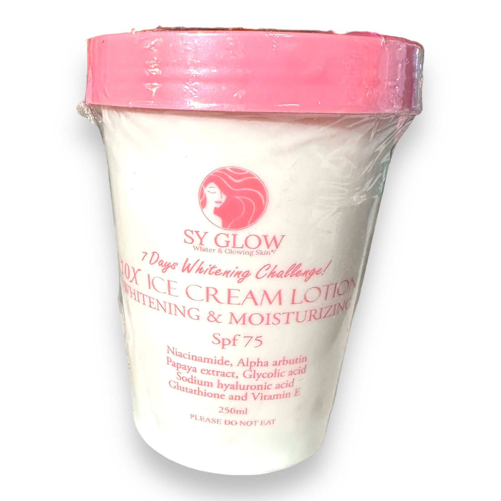 SY GLOW - 10X ICE CREAM LOTION - Whitening and Moisturizing SPF 75 250ml