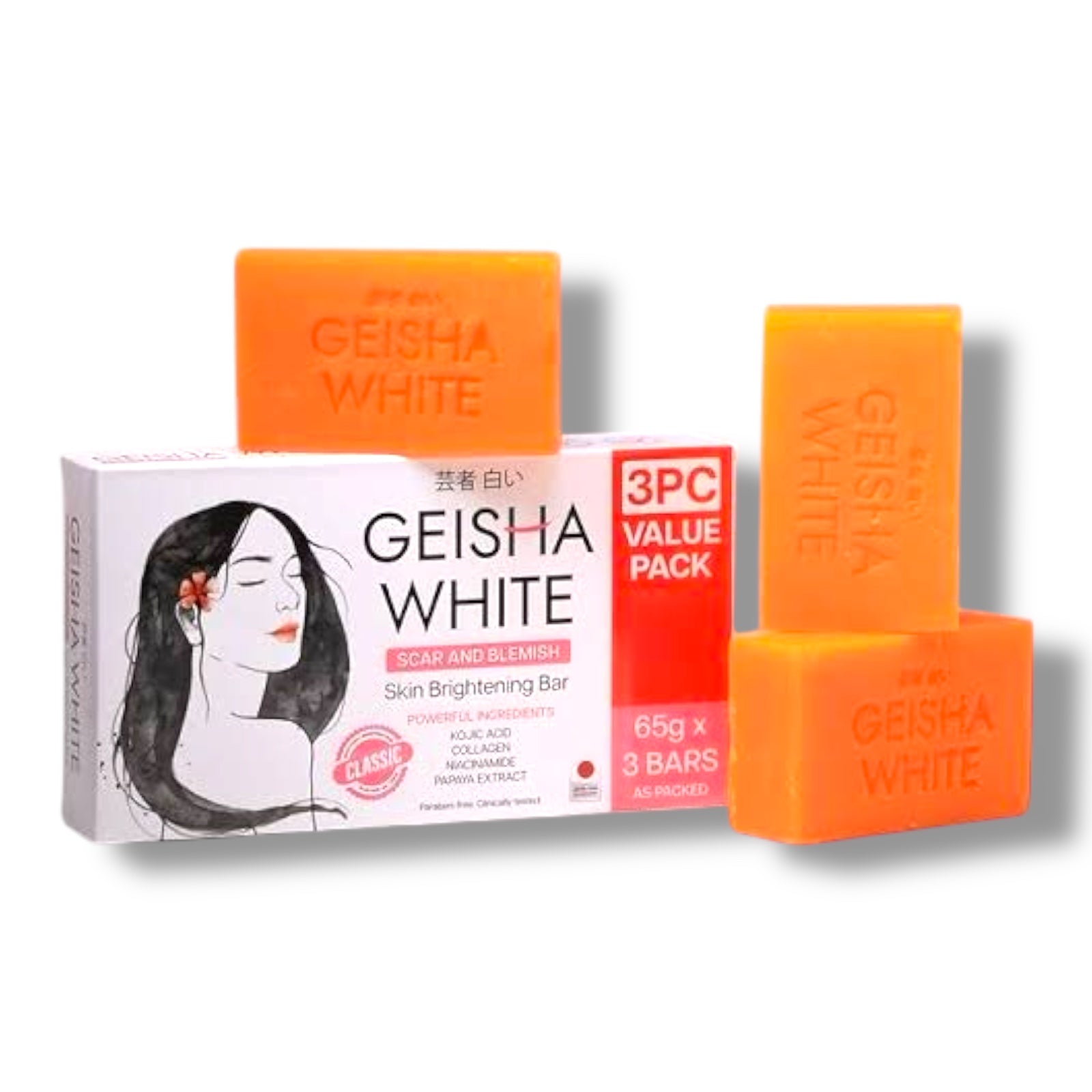 Geisha White - Scar and Blemish - Skin Brightening Bar - CLASSIC (Pink)