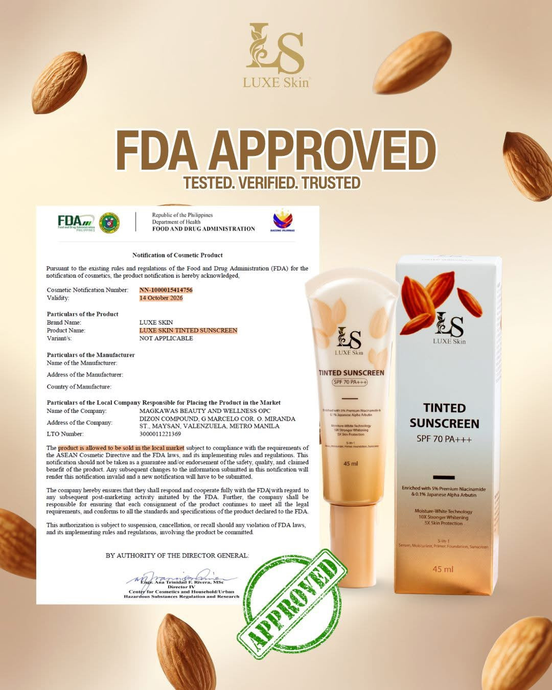 Luxe Skin - Tinted Sunscreen SPF 70 PA+++ - 45ml