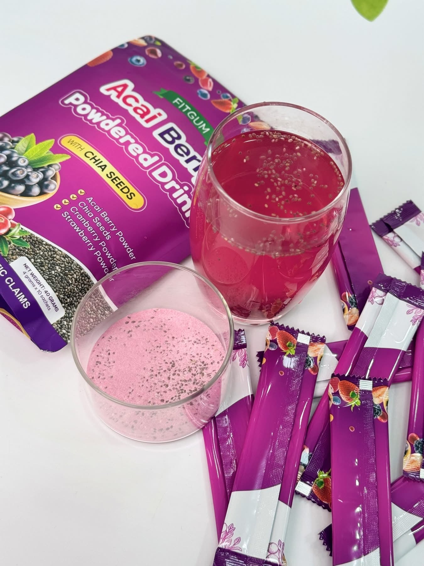 Fitgum Acai Berry Powdered Drink w/ Chia Seeds
