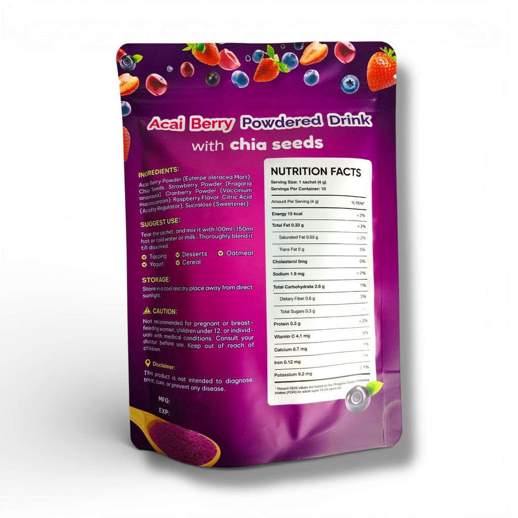 Fitgum Acai Berry Powdered Drink w/ Chia Seeds