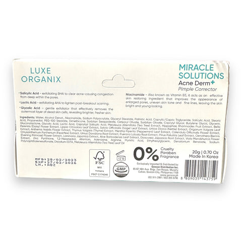 Luxe Organix - Miracle Solution Acne Derm - Pimple Corrector 20 ML