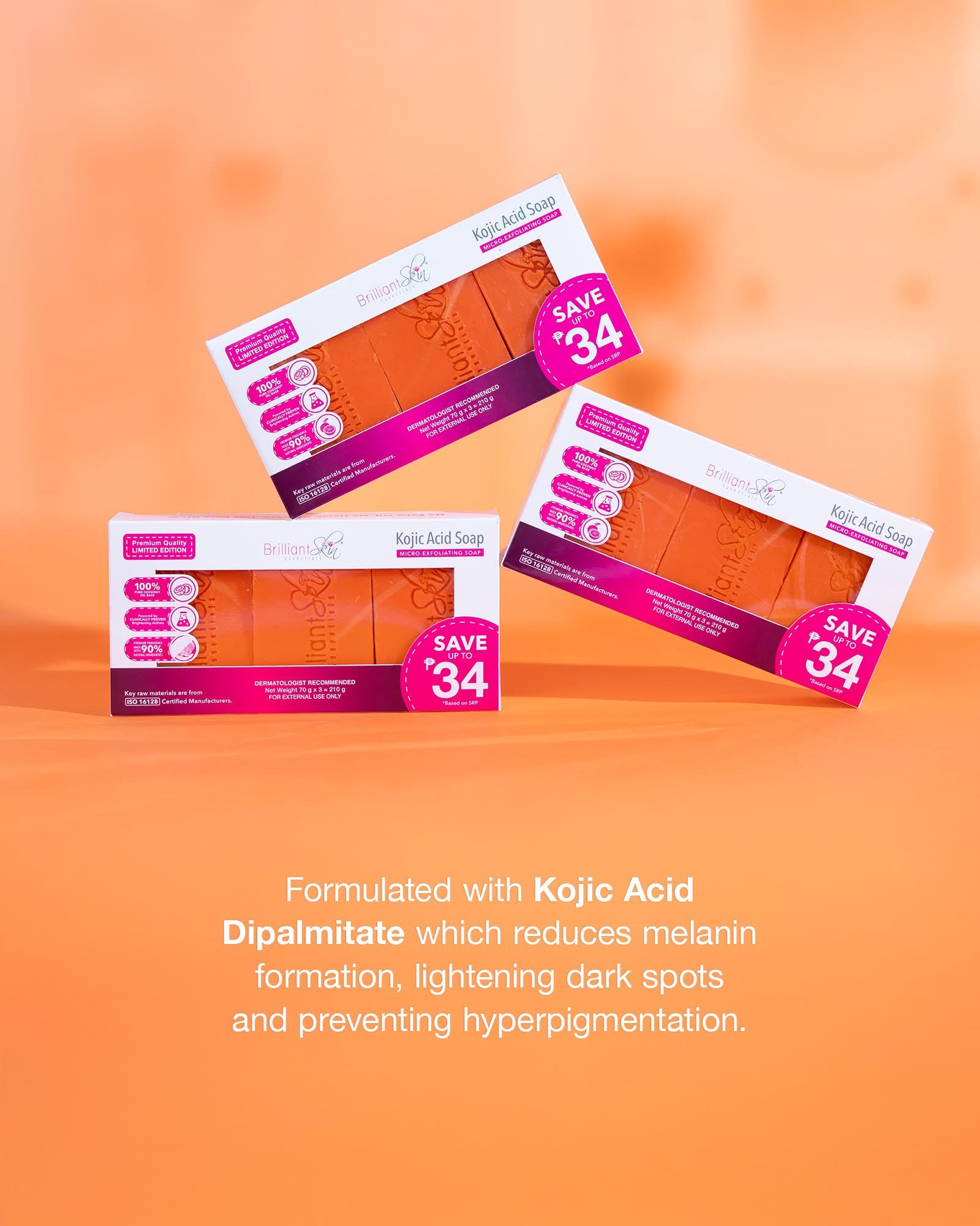 Brilliant Skin - Kojic Acid Soap 70gx3 ( 3 pc / box )