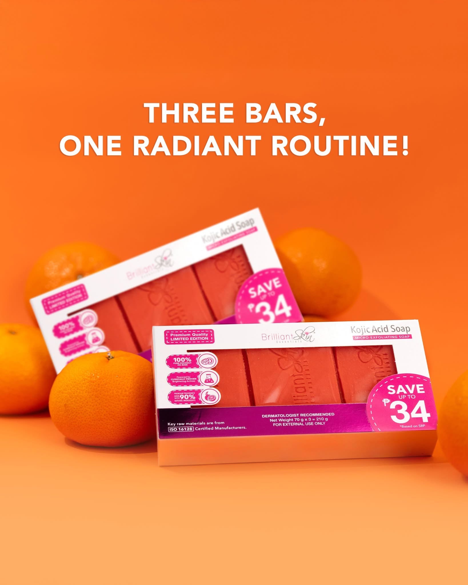 Brilliant Skin - Kojic Acid Soap 70gx3 ( 3 pc / box )